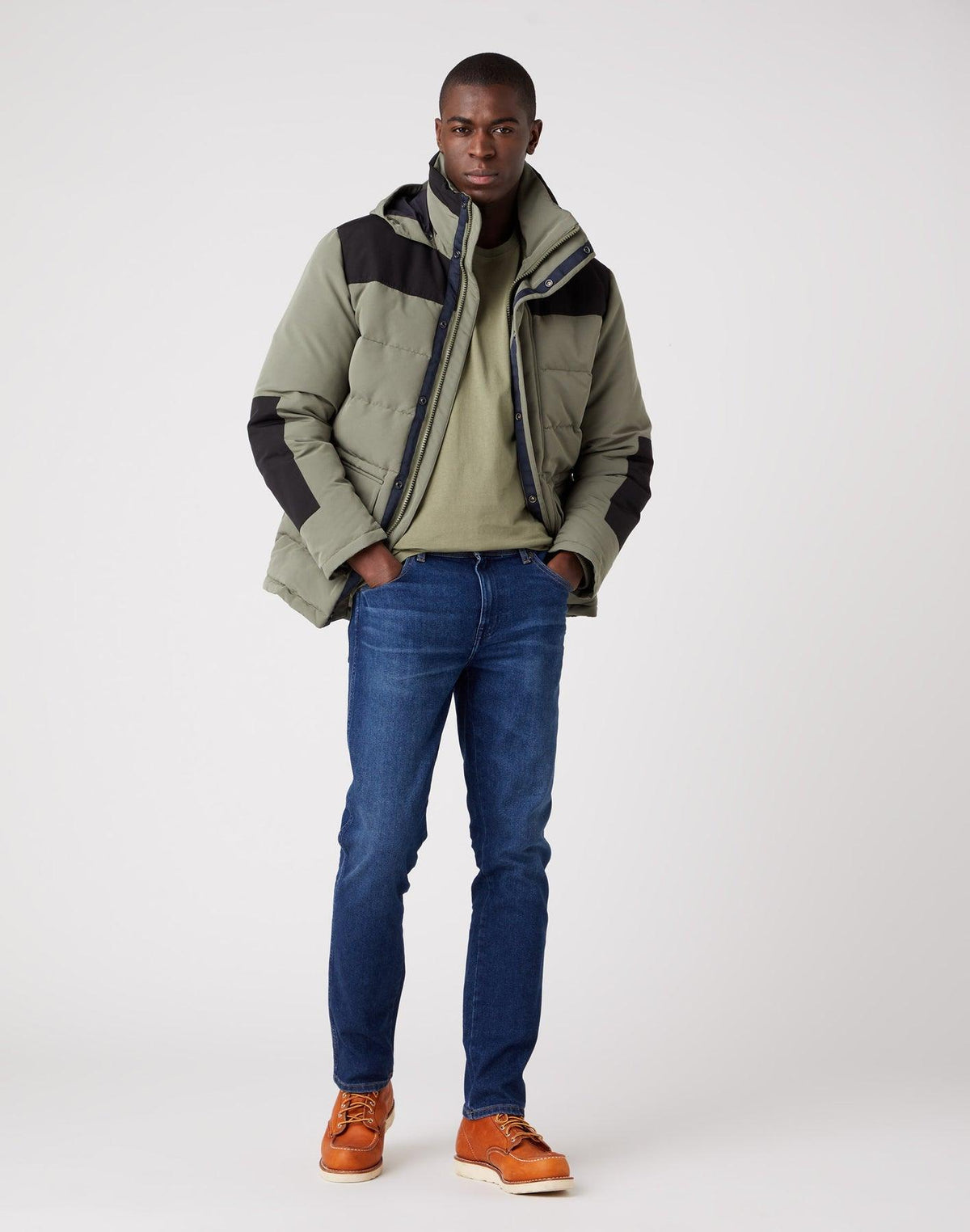 WRANGLER - מעיל צווארון גבוה בצבע ירוק זית - MASHBIR//365