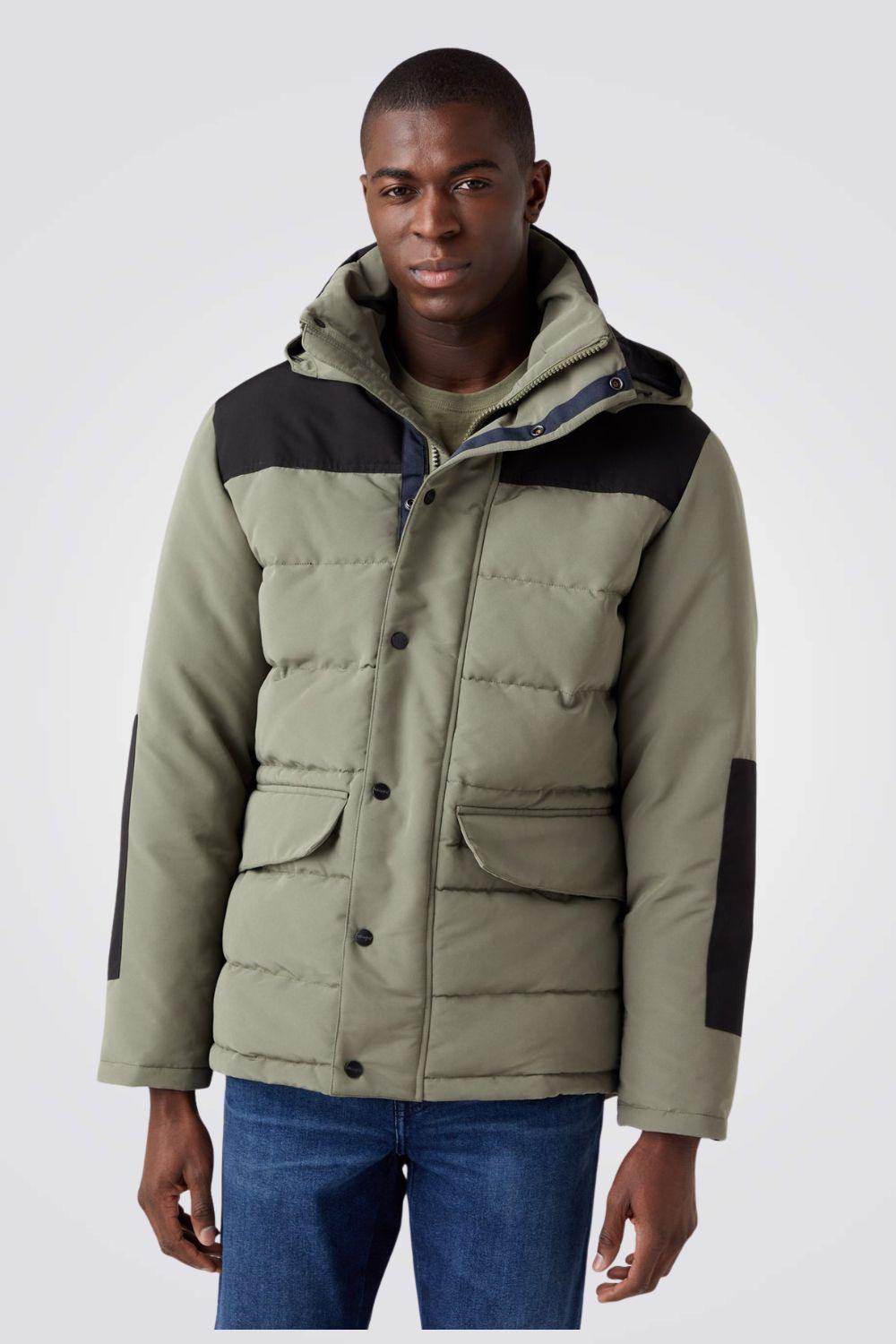 WRANGLER - מעיל צווארון גבוה בצבע ירוק זית - MASHBIR//365