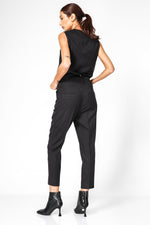 מכנס אלגנט פס סיכה שחור לנשים | קנת קול