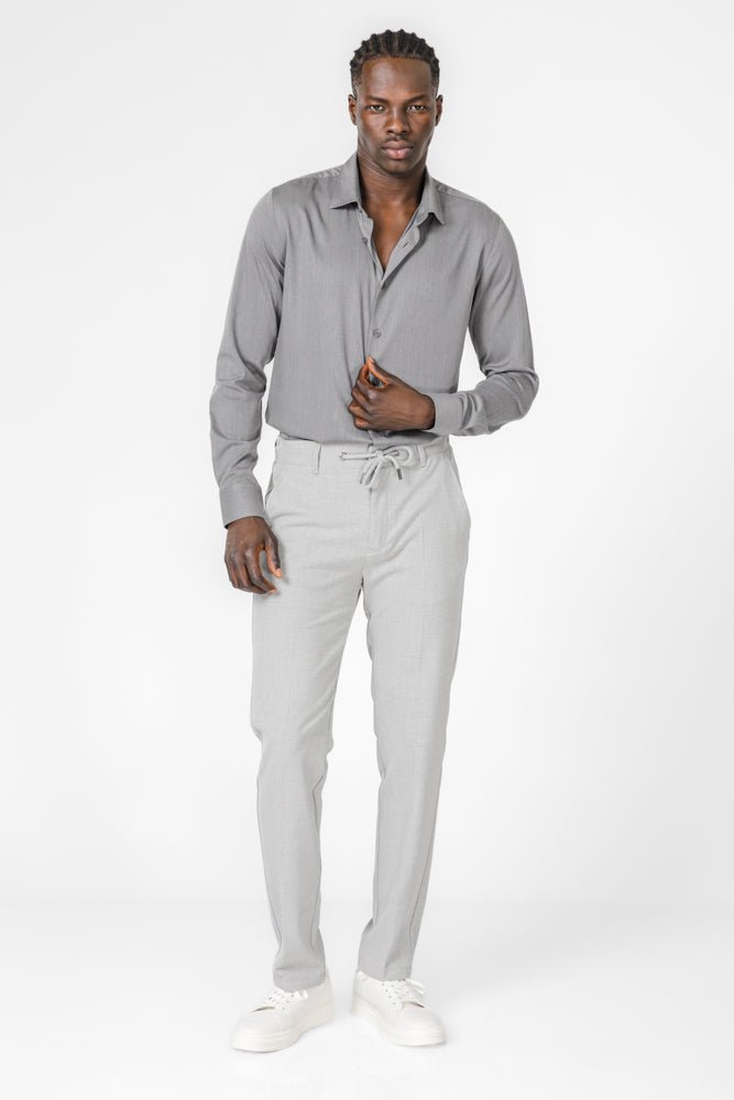 KENNETH COLE - מכנס אלגנט עם שרוך בצבע אפור - MASHBIR//365