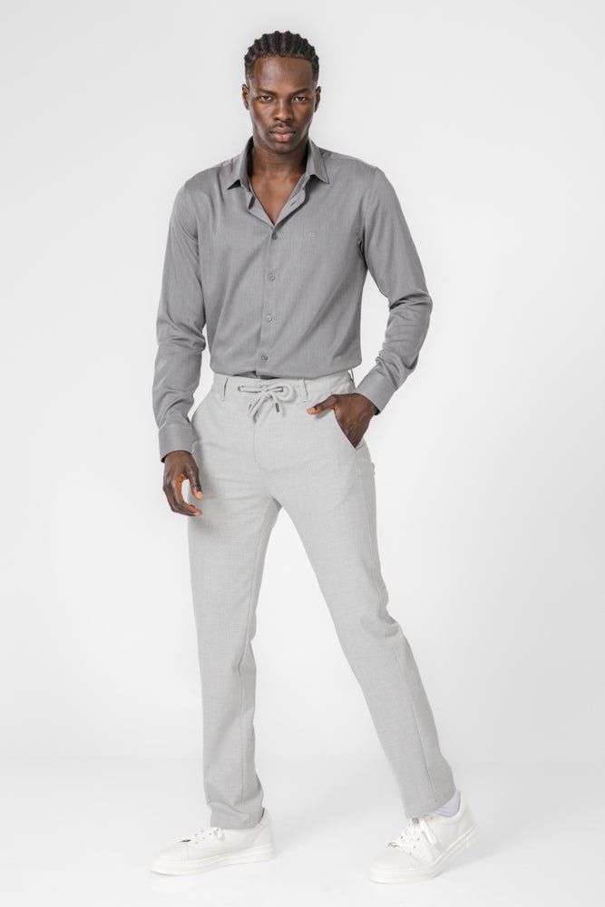 KENNETH COLE - מכנס אלגנט עם שרוך בצבע אפור - MASHBIR//365