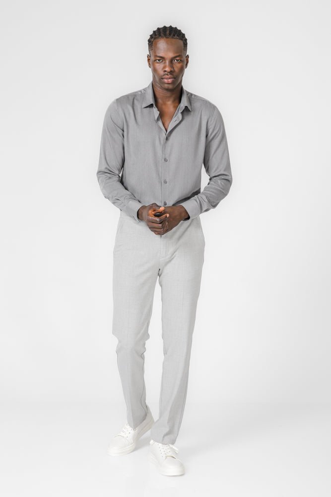 KENNETH COLE - מכנס אלגנט עם שרוך בצבע אפור - MASHBIR//365