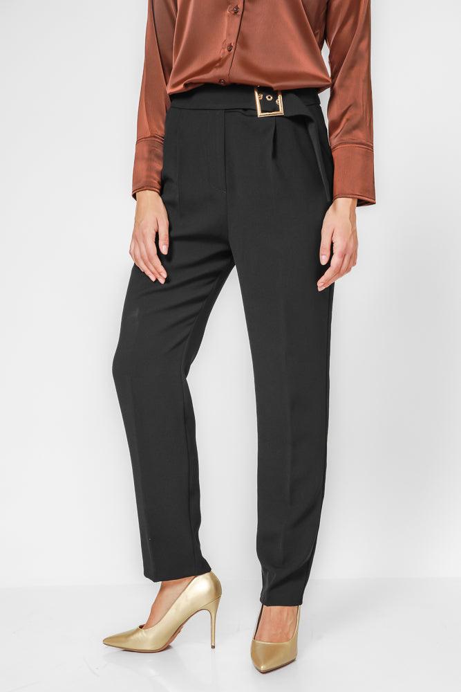 KENNETH COLE - מכנס אלגנטי עם חגורה בצבע שחור - MASHBIR//365