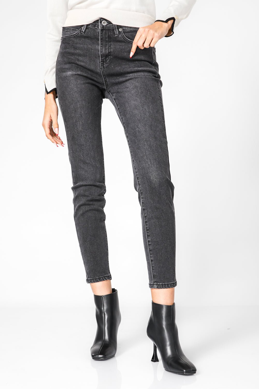 KENNETH COLE - מכנס ג'ינס SKINNY שחור - MASHBIR//365