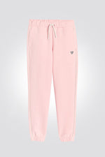 OKAIDI - מכנס טרנינג לילדות עם גומי למטה בורוד עם לב מקדימה - MASHBIR//365