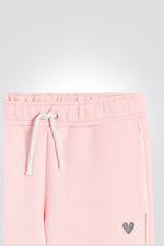 OKAIDI - מכנס טרנינג לילדות עם גומי למטה בורוד עם לב מקדימה - MASHBIR//365