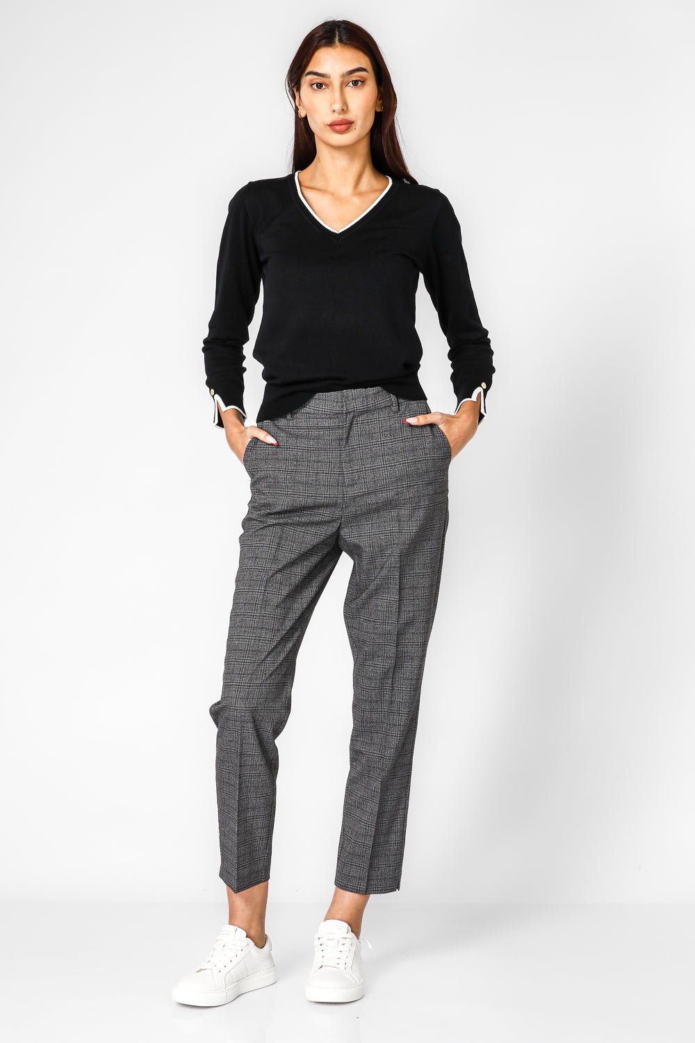 מכנס סיגר משובץ בצבע אפור | קנת קול