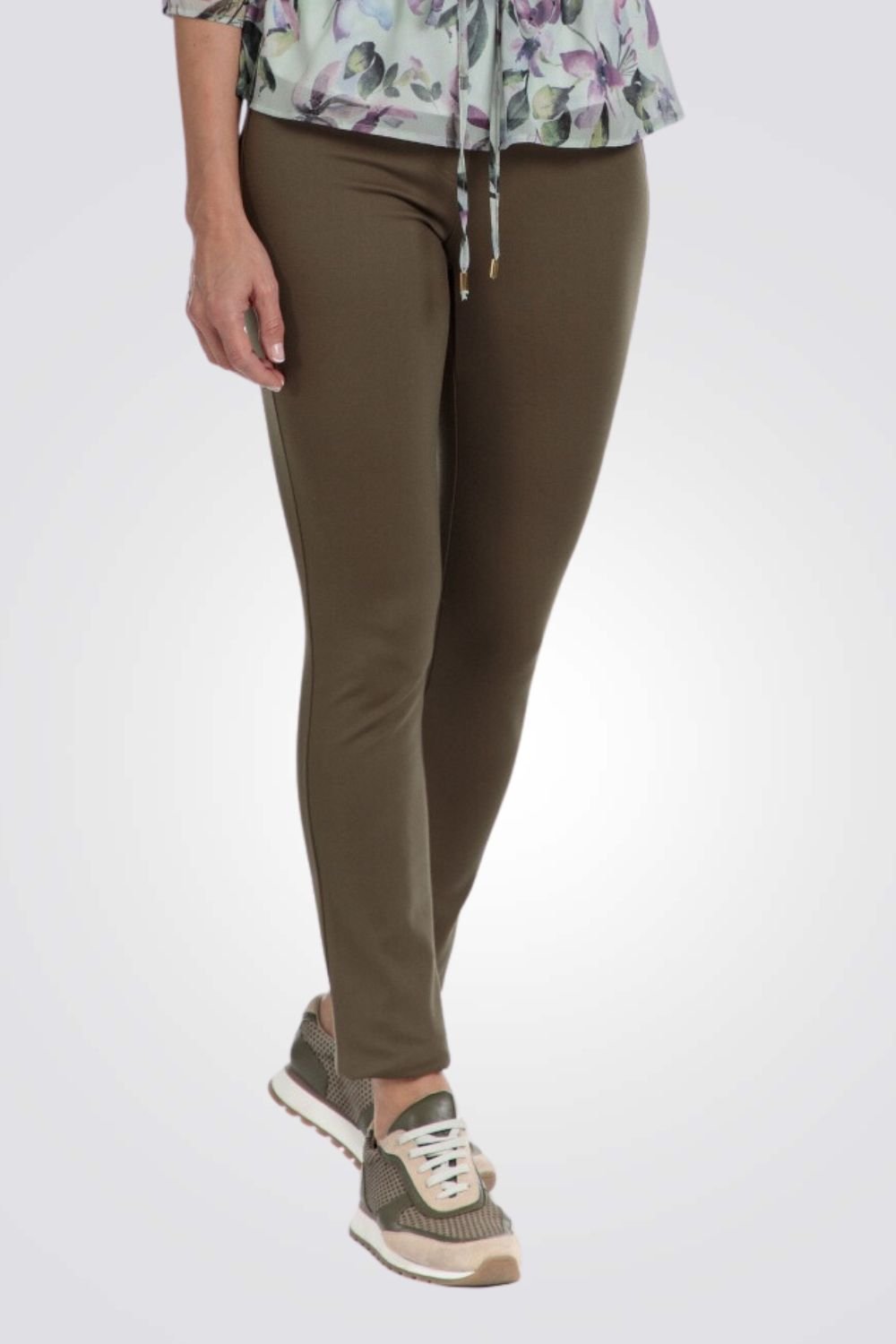 PUNT ROMA - מכנסי אלגנט בצבע ירוק זית - MASHBIR//365