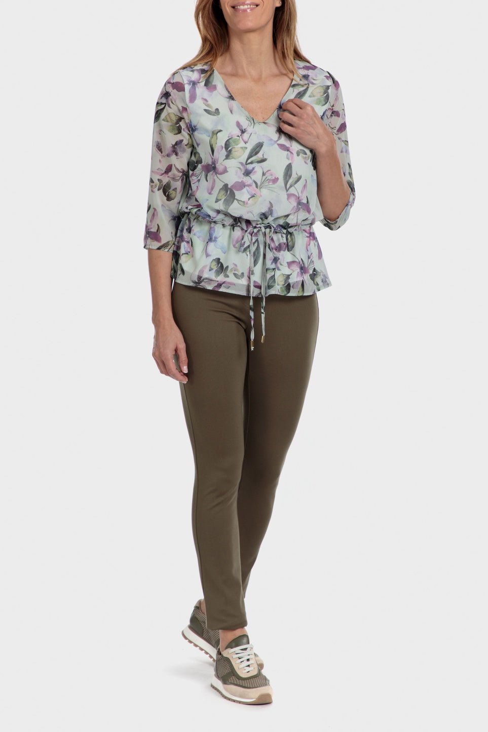 PUNT ROMA - מכנסי אלגנט בצבע ירוק זית - MASHBIR//365