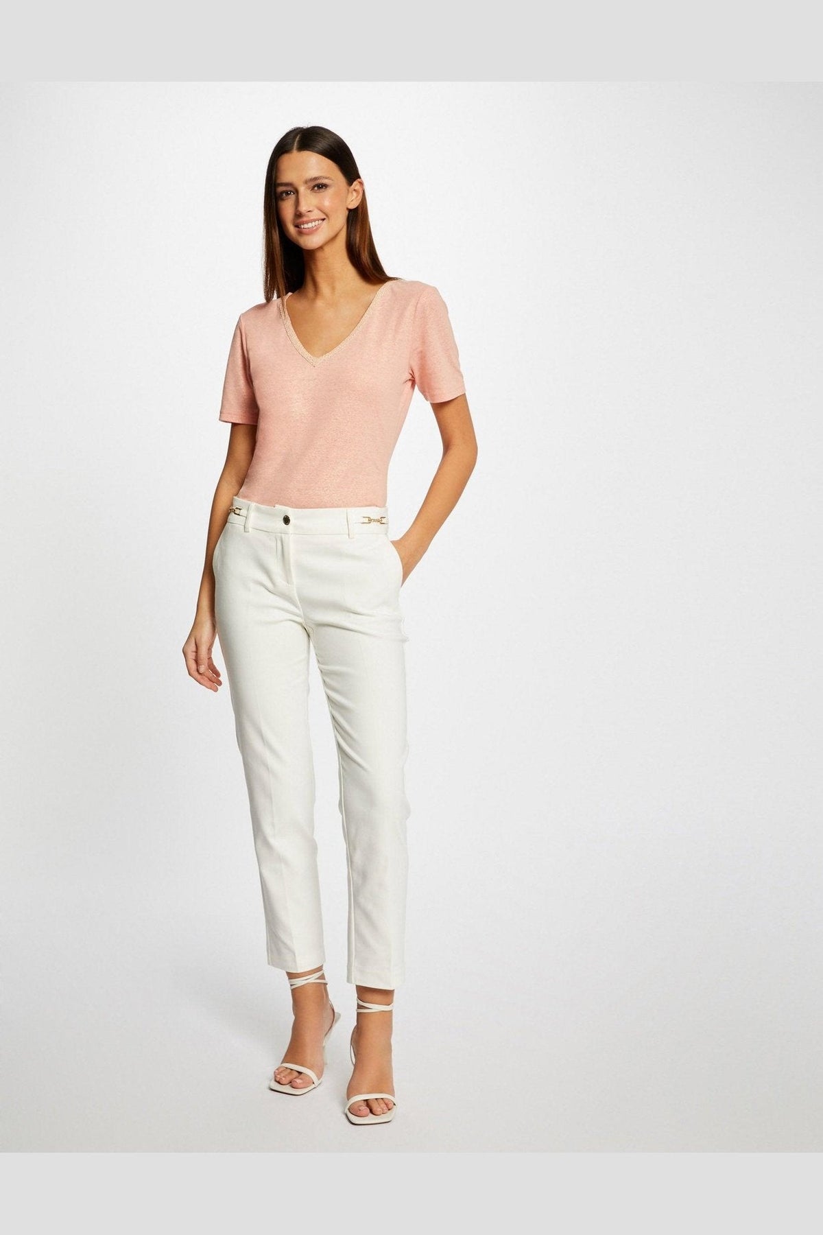 MORGAN - מכנסי אלגנט בצבע OFF WHITE - MASHBIR//365