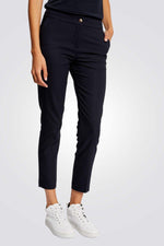 MORGAN - מכנסי אלגנט בצבע כחול עם כפתור מוזהב - MASHBIR//365