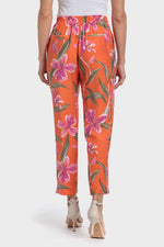 PUNT ROMA - מכנסי אלגנט בהדפס פרחים בצבע כתום - MASHBIR//365