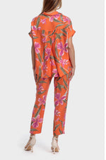 PUNT ROMA - מכנסי אלגנט בהדפס פרחים בצבע כתום - MASHBIR//365