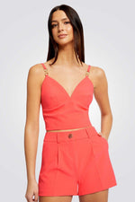 MORGAN - מכנסי אלגנט קצרים בצבע כתום - MASHBIR//365