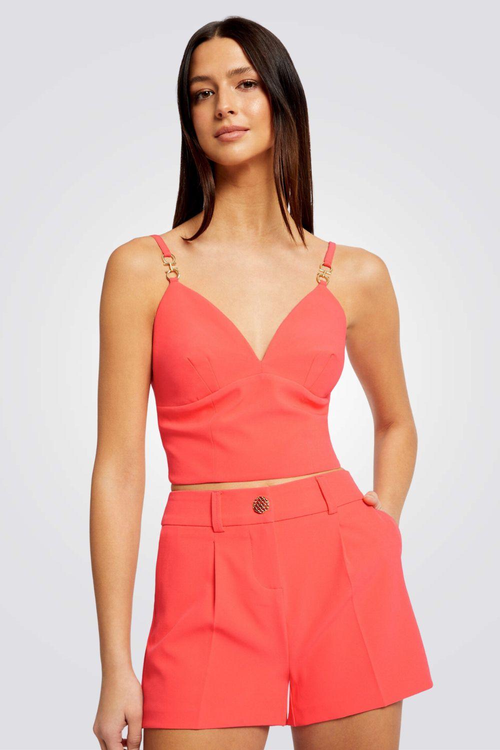 MORGAN - מכנסי אלגנט קצרים בצבע כתום - MASHBIR//365