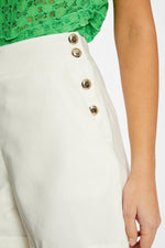 MORGAN - מכנסי אלגנט עם כפתורים מוזהבים בצבע שנהב - MASHBIR//365