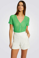 MORGAN - מכנסי אלגנט עם כפתורים מוזהבים בצבע שנהב - MASHBIR//365