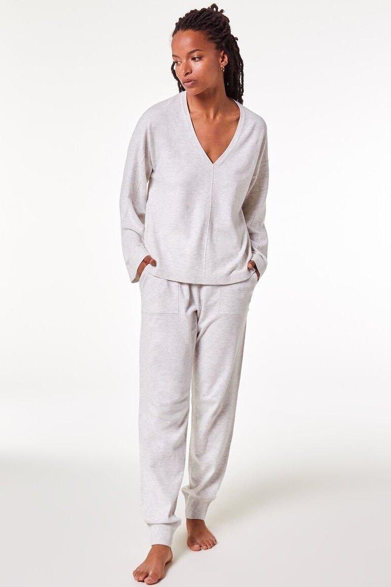 ETAM - מכנסי אריג ארוכים BELISSA אפור בהיר - MASHBIR//365