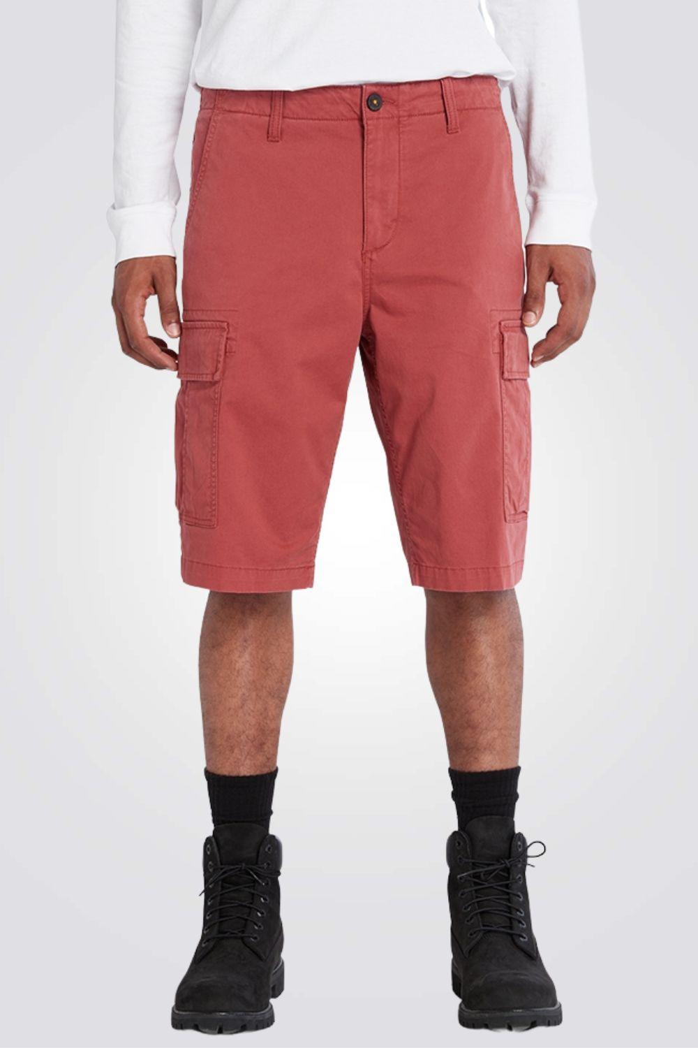 TIMBERLAND - מכנסי ברמודה מכנסי CARGO בצבע אפרסק - MASHBIR//365