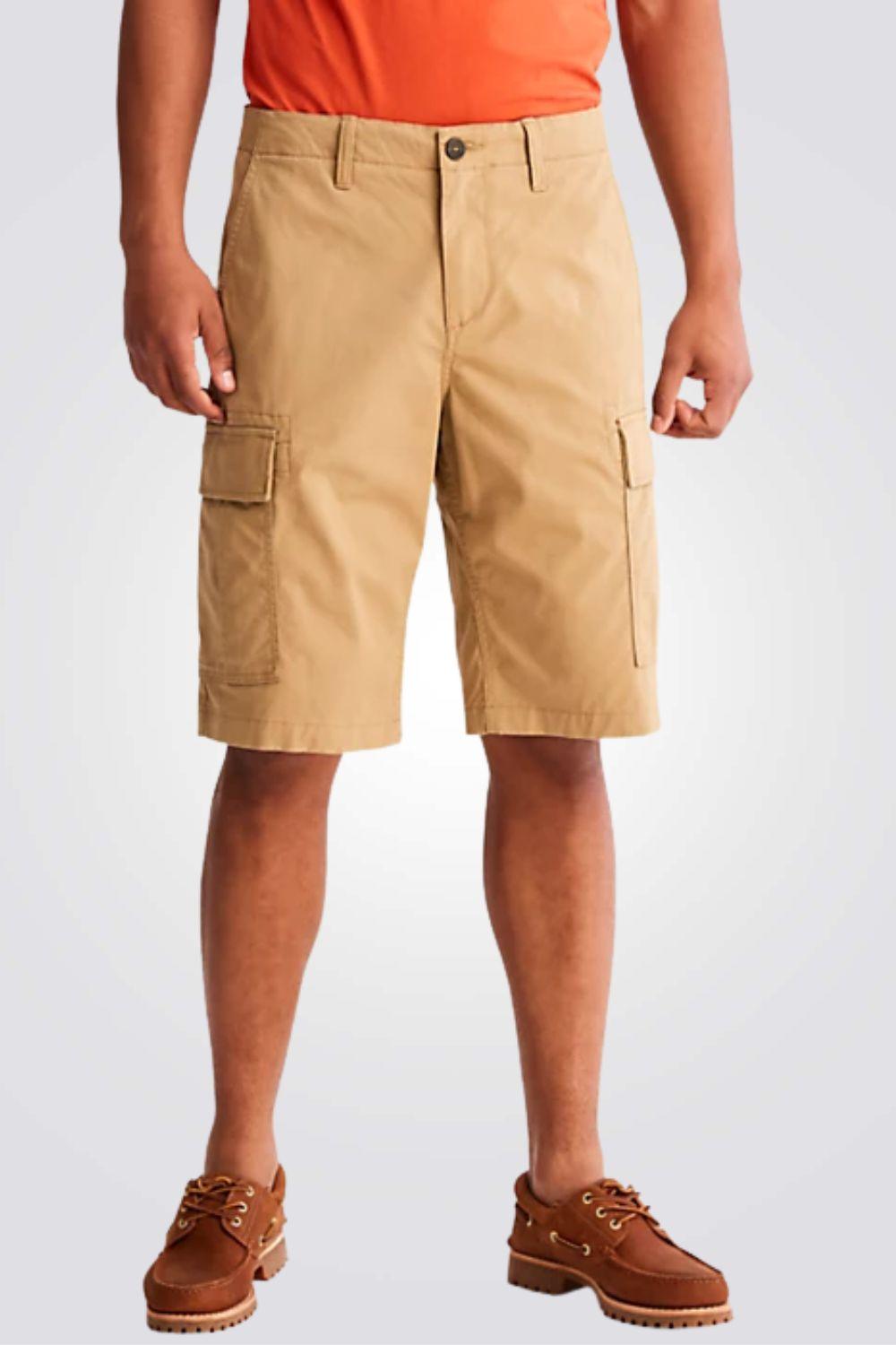 TIMBERLAND - מכנסי ברמודה מכנסי CARGO בצבע חאקי - MASHBIR//365