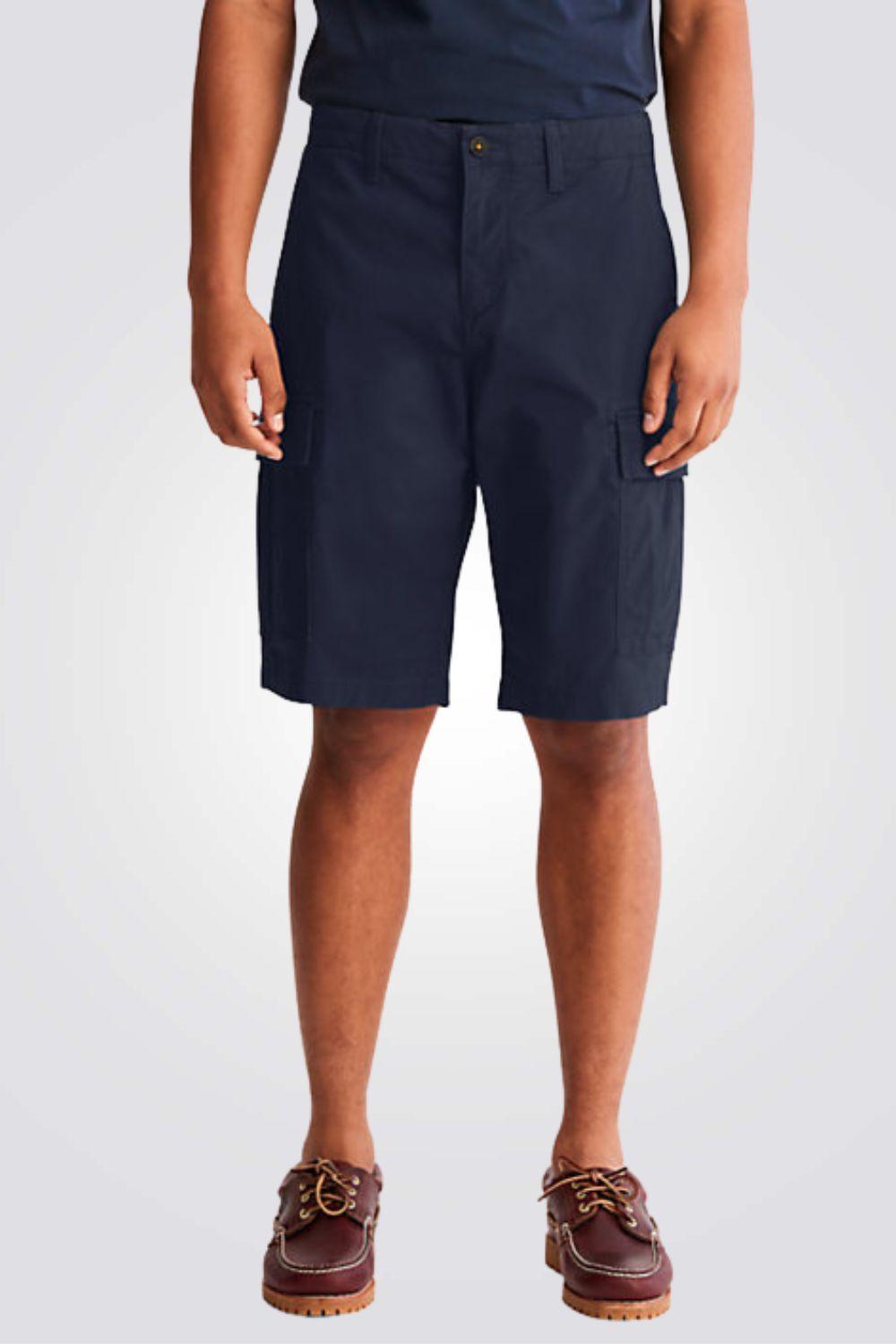 TIMBERLAND - מכנסי ברמודה מכנסי CARGO בצבע נייבי - MASHBIR//365