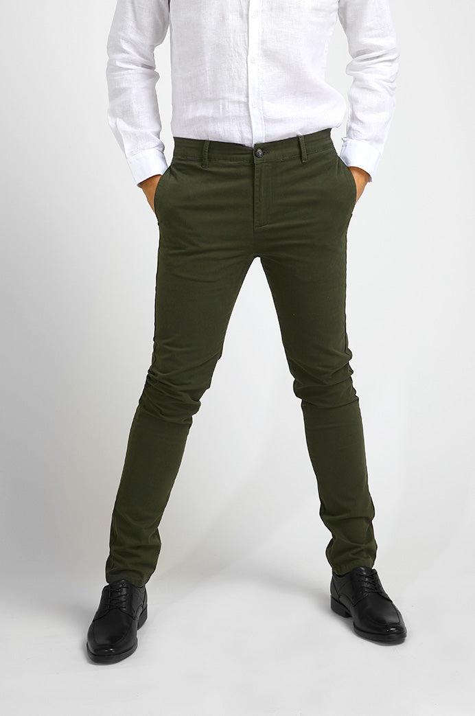 KENNETH COLE - מכנסי CHINO COTTON ירוק זית - MASHBIR//365
