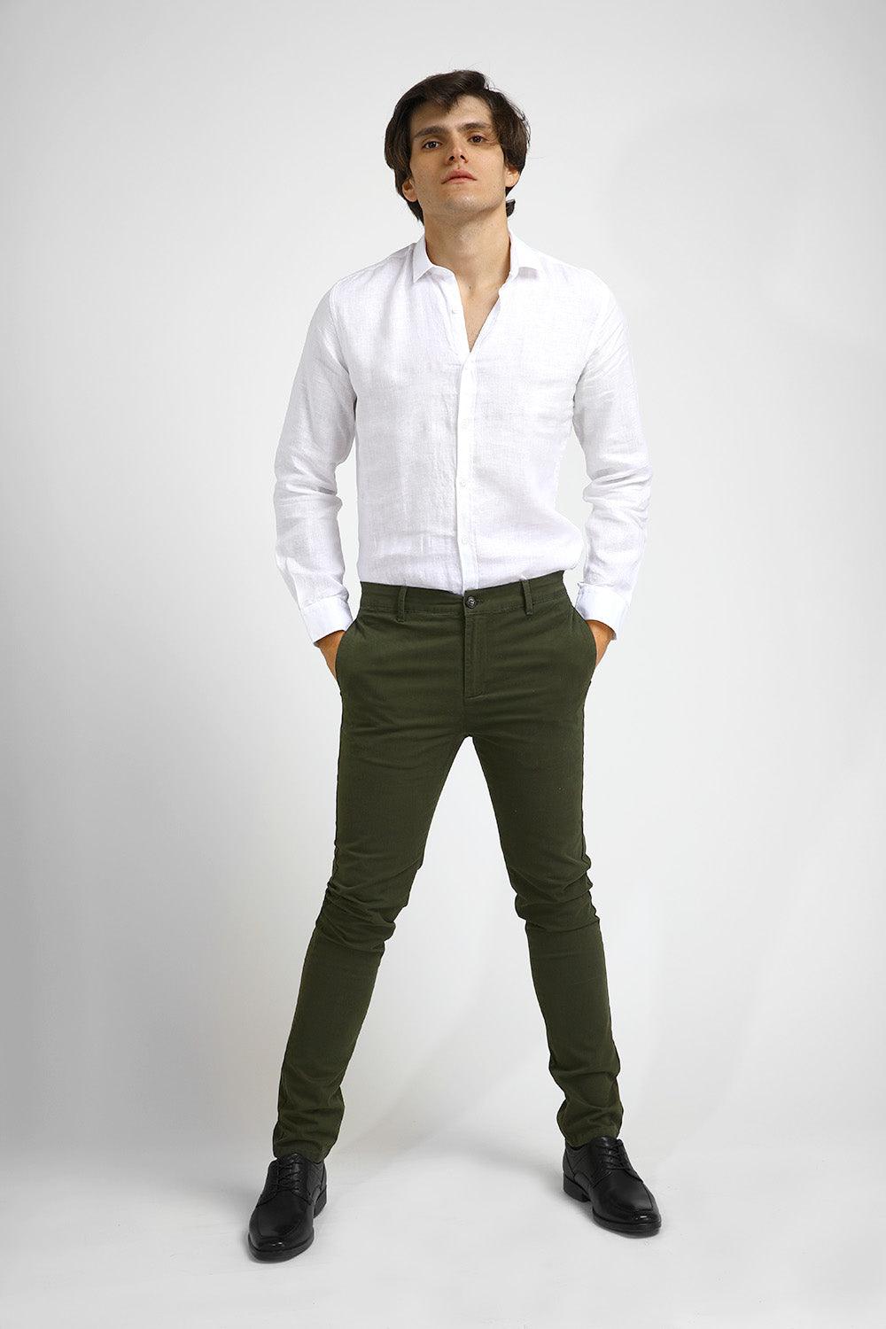 KENNETH COLE - מכנסי CHINO COTTON ירוק זית - MASHBIR//365