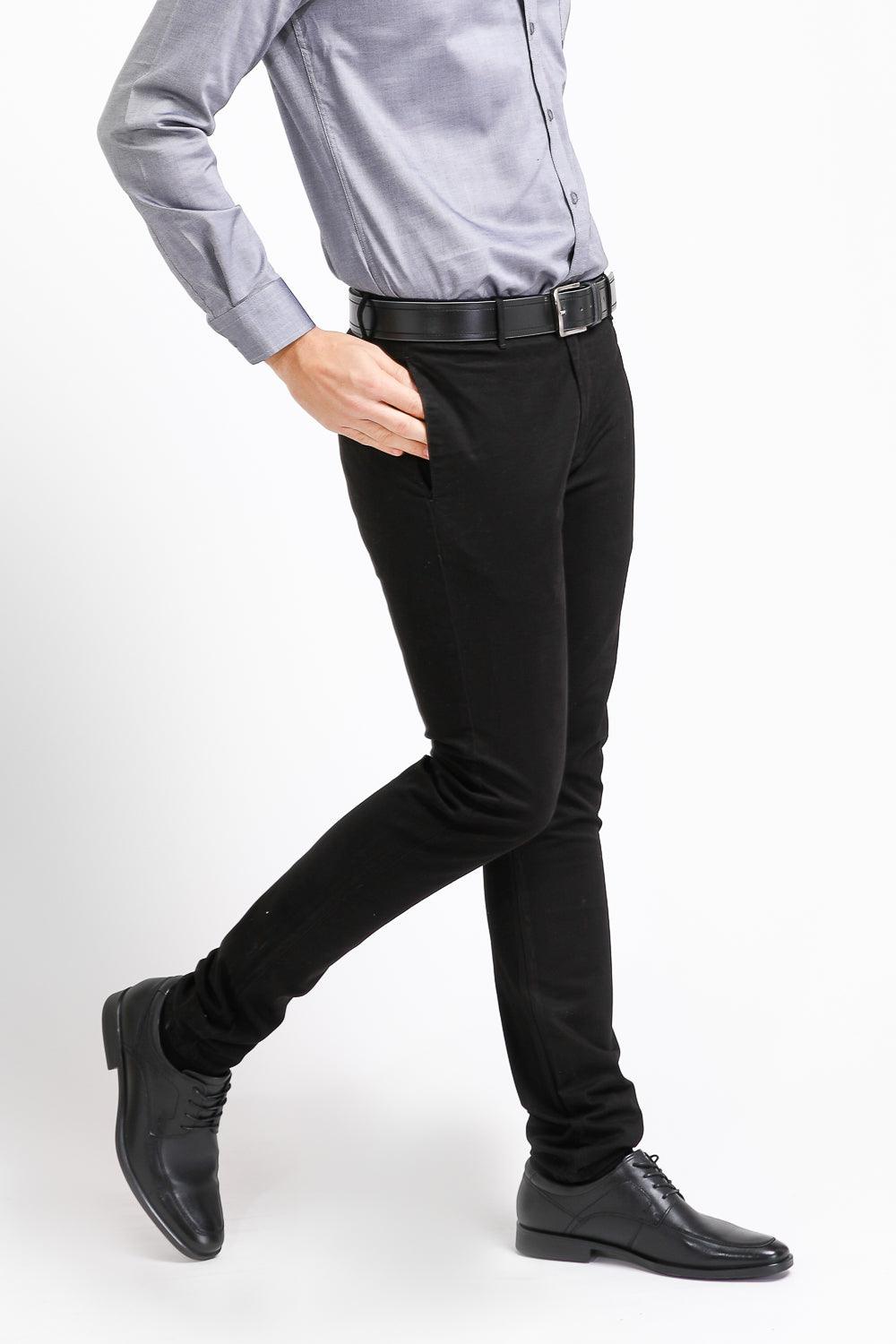 KENNETH COLE - מכנסי CHINO COTTON שחור - MASHBIR//365