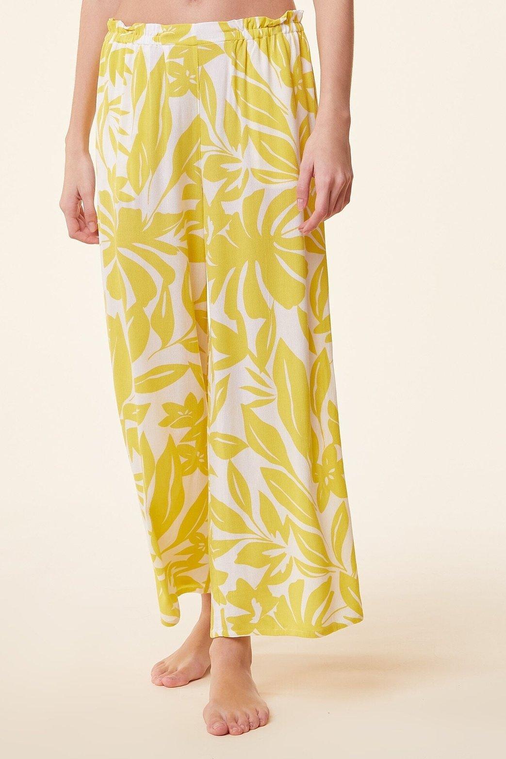 ETAM - מכנסי פיג'מה 7/8 JAD הדפס צהוב - MASHBIR//365