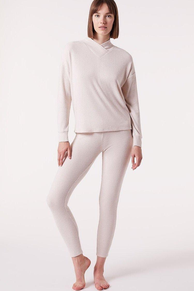 ETAM - מכנסי פיג'מה אריג BATIA בז' - MASHBIR//365