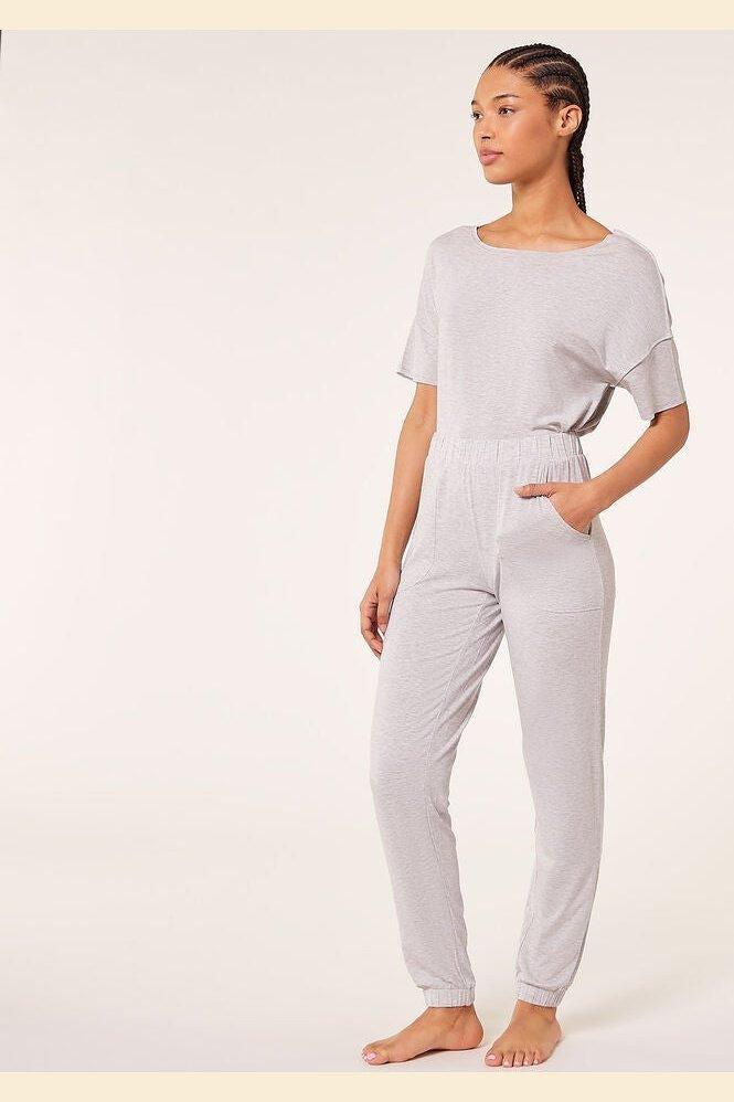 ETAM - מכנסי פיג'מה ארוכים ALVA אפור בהיר - MASHBIR//365