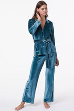 ETAM - מכנסי פיג'מה קטיפה VELVETY טורקיז - MASHBIR//365