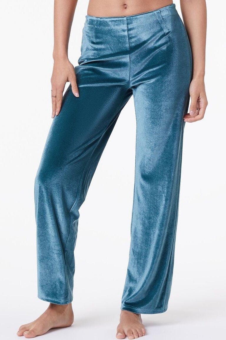 ETAM - מכנסי פיג'מה קטיפה VELVETY טורקיז - MASHBIR//365