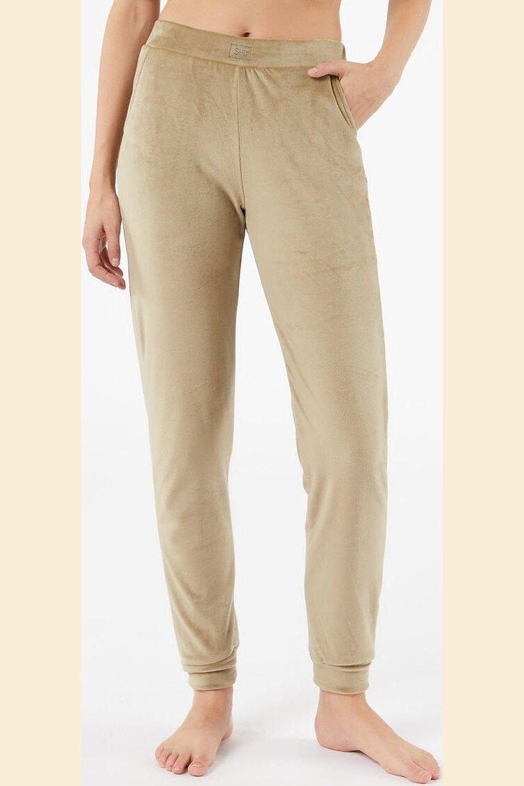 ETAM - מכנסי פיג'מה קטיפתיים BERTY חאקי - MASHBIR//365