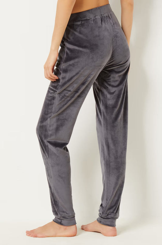ETAM - מכנסי פיג'מה קטיפתיים DUNKAN בצבע אפור - MASHBIR//365