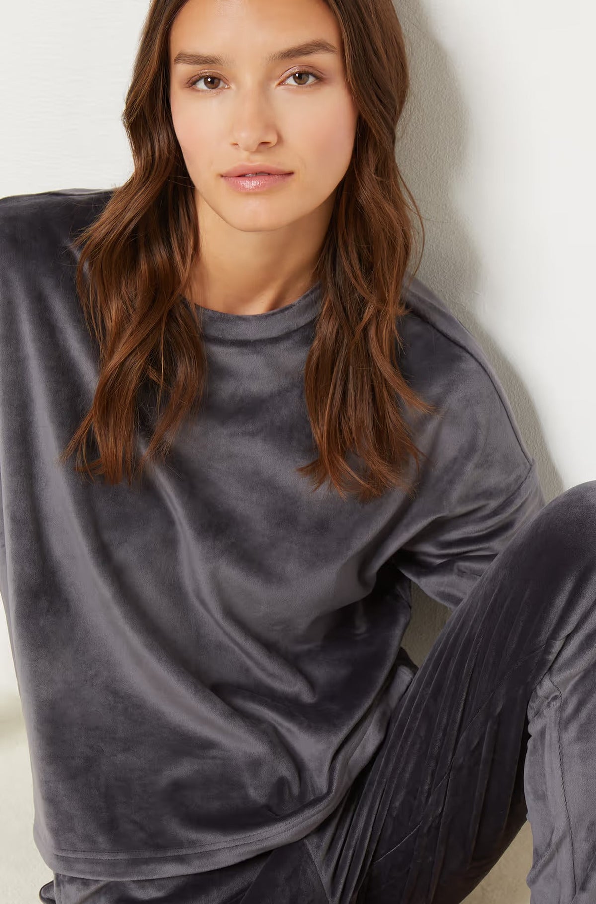 ETAM - מכנסי פיג'מה קטיפתיים DUNKAN בצבע אפור - MASHBIR//365