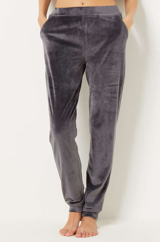 ETAM - מכנסי פיג'מה קטיפתיים DUNKAN בצבע אפור - MASHBIR//365
