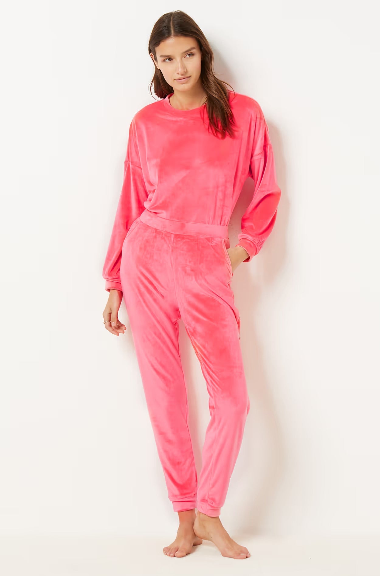 ETAM - מכנסי פיג'מה קטיפתיים DUNKAN בצבע פוקסיה - MASHBIR//365
