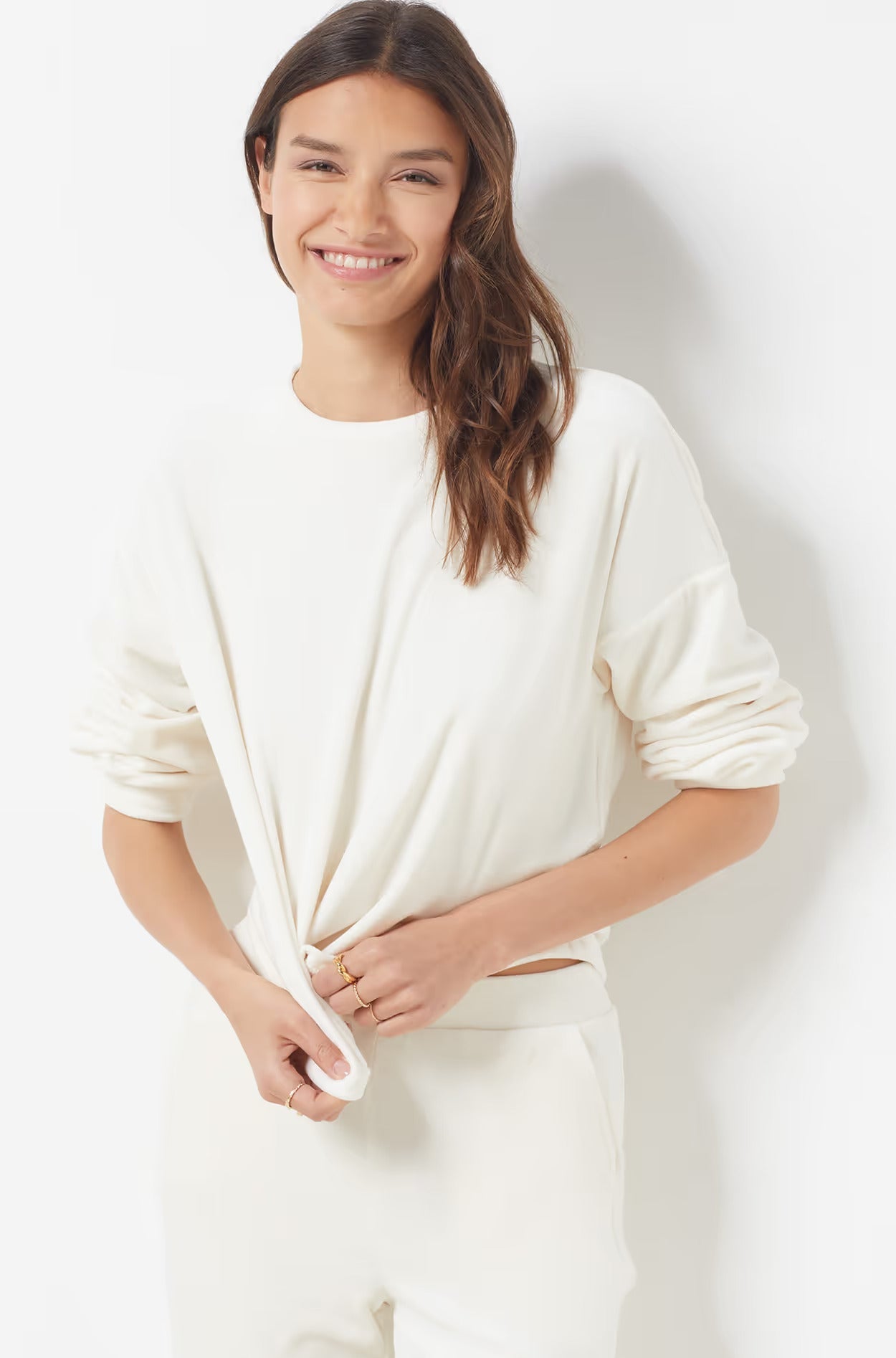 ETAM - מכנסי פיג'מה קטיפתיים DUNKAN בצבע קרם - MASHBIR//365