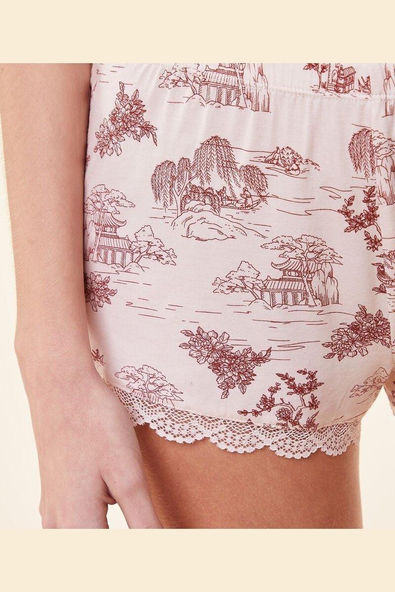 ETAM - מכנסי פיג'מה קצרים ALMAN הדפס חום - MASHBIR//365