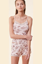 ETAM - מכנסי פיג'מה קצרים ALMAN הדפס חום - MASHBIR//365