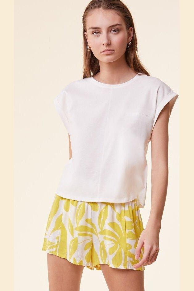 ETAM - מכנסי פיג'מה קצרים JAD הדפס צהוב - MASHBIR//365