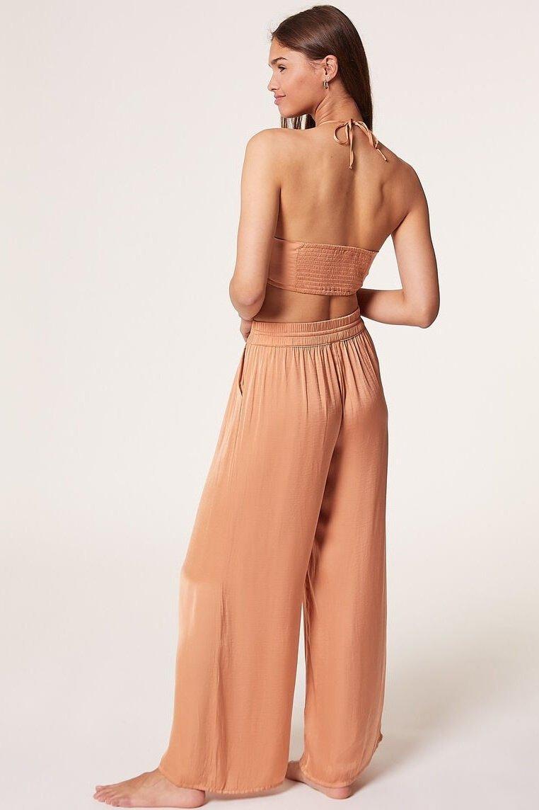 ETAM - מכנסי פיג'מה סאטן ארוכים CHEETA בז' - MASHBIR//365