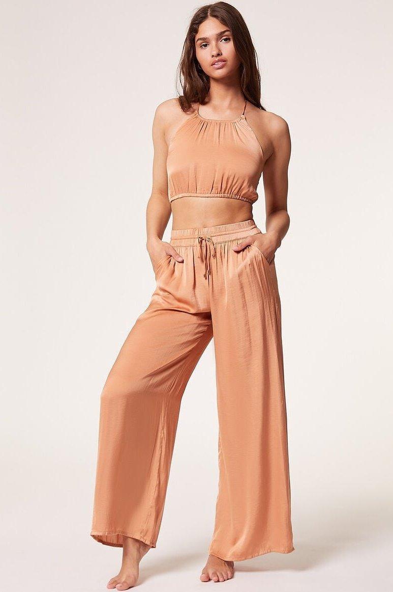 ETAM - מכנסי פיג'מה סאטן ארוכים CHEETA בז' - MASHBIR//365