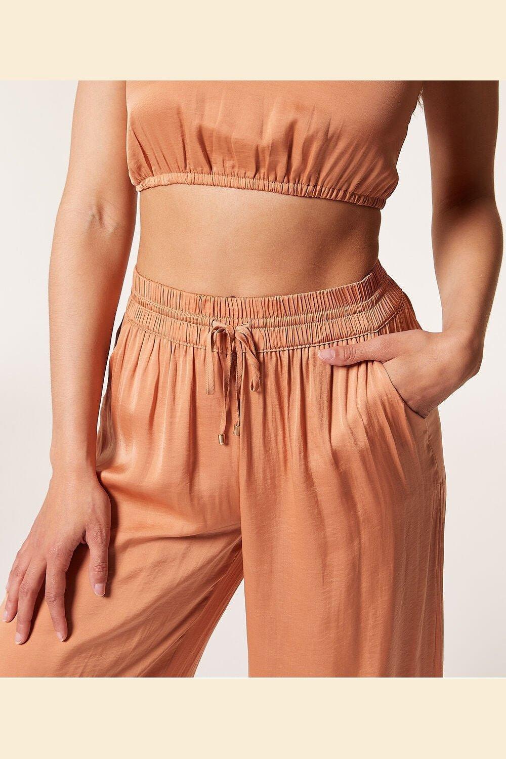 ETAM - מכנסי פיג'מה סאטן ארוכים CHEETA בז' - MASHBIR//365