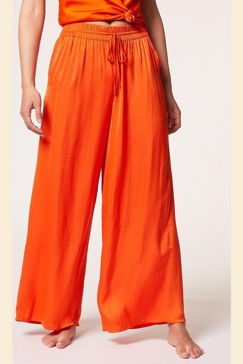 ETAM - מכנסי פיג'מה סאטן ארוכים CHEETA כתום - MASHBIR//365