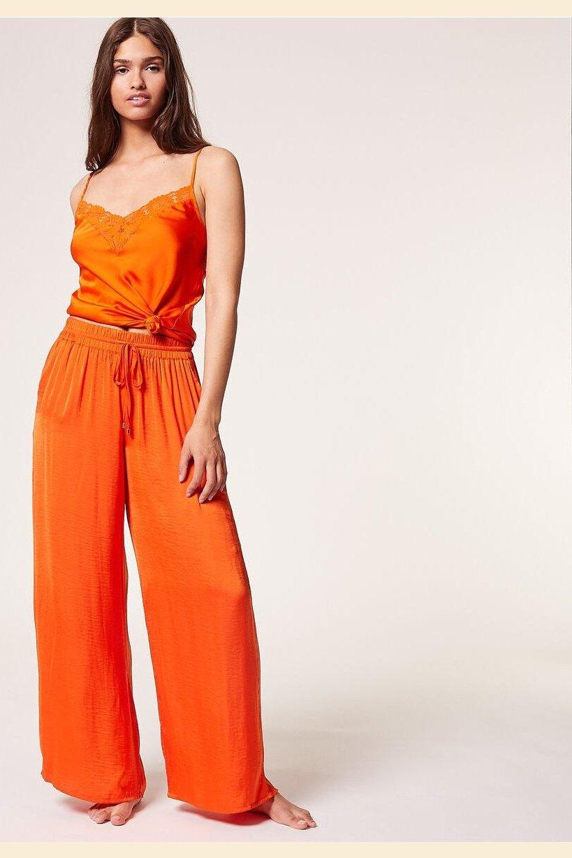 ETAM - מכנסי פיג'מה סאטן ארוכים CHEETA כתום - MASHBIR//365