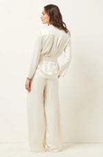 ETAM - מכנסי פיג'מה סאטן ארוכים ERINA בצבע קרם - MASHBIR//365