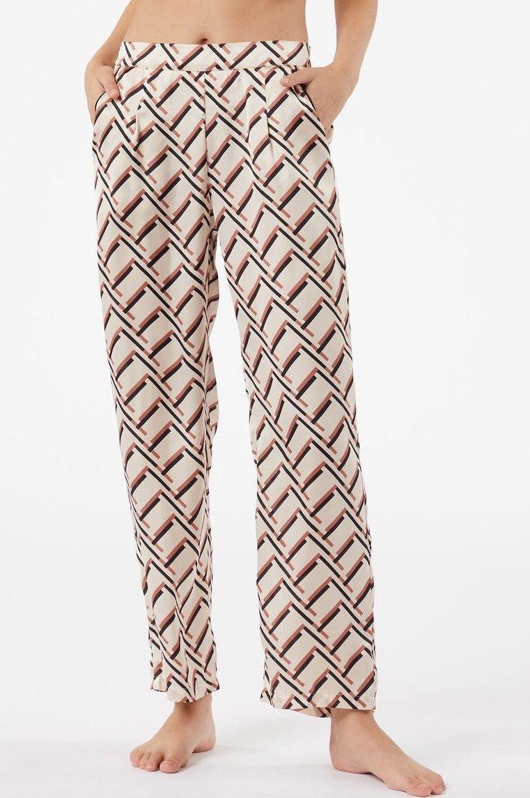 ETAM - מכנסי פיג'מה סאטן ארוכים JENET קרם - MASHBIR//365