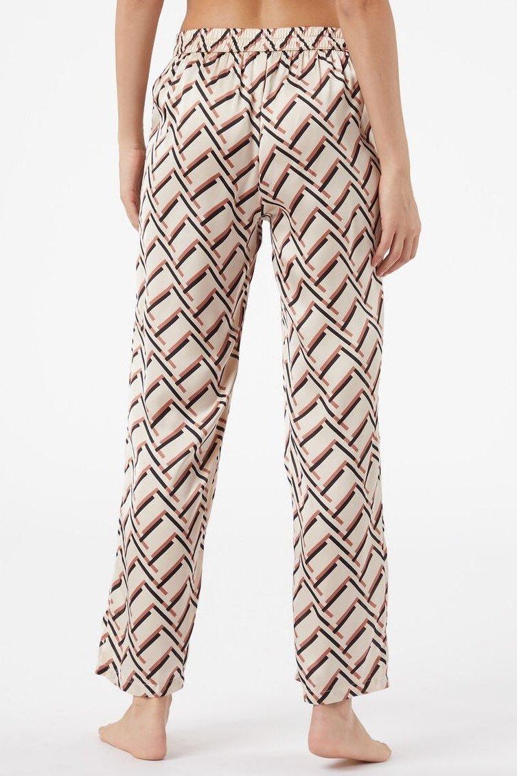 ETAM - מכנסי פיג'מה סאטן ארוכים JENET קרם - MASHBIR//365